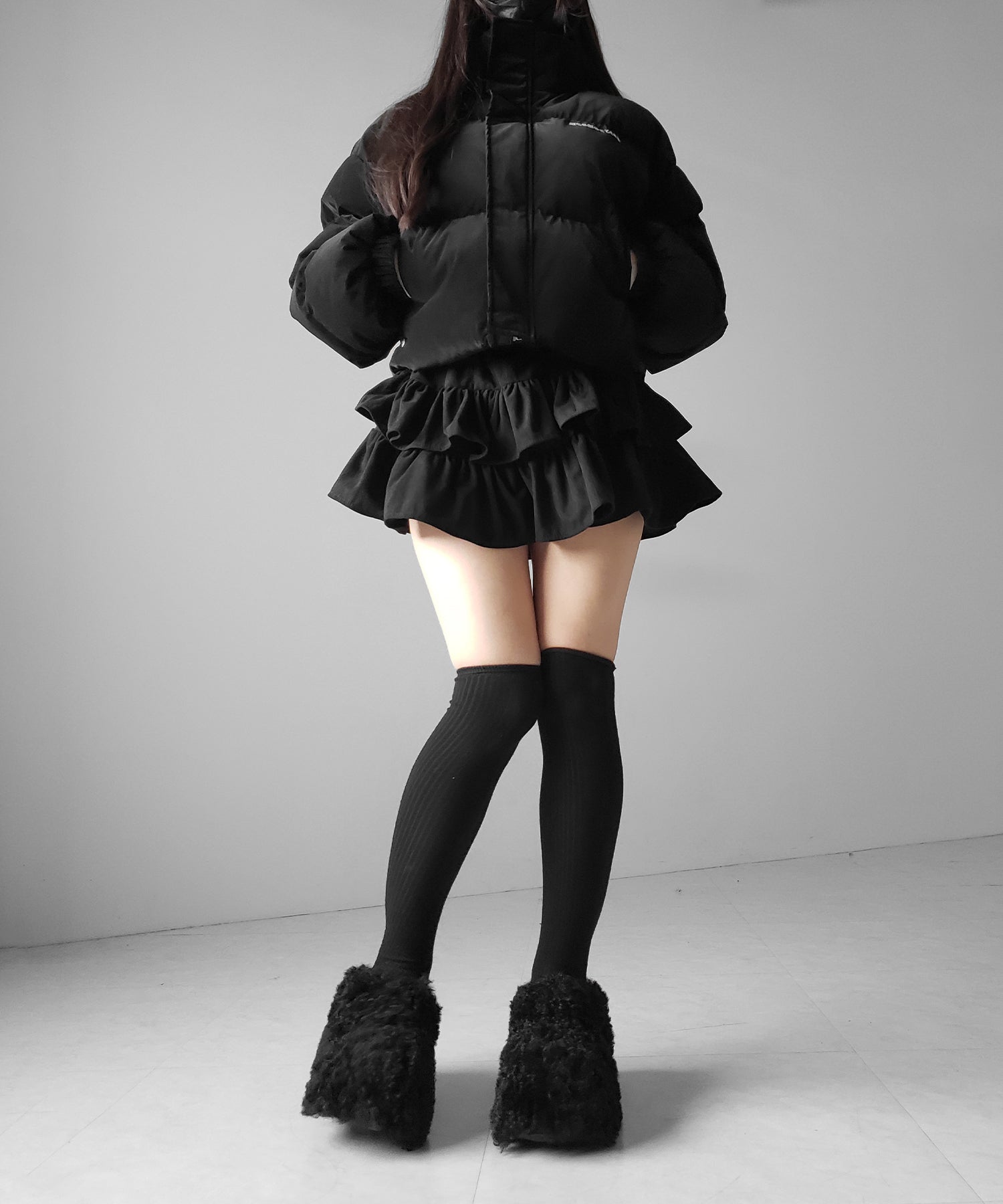 【 無地 or レオパードから選べる ／ インパン裏地付 】コーデュロイティアードフリルミニスカート ／ corduroy tiered frill mini skirt