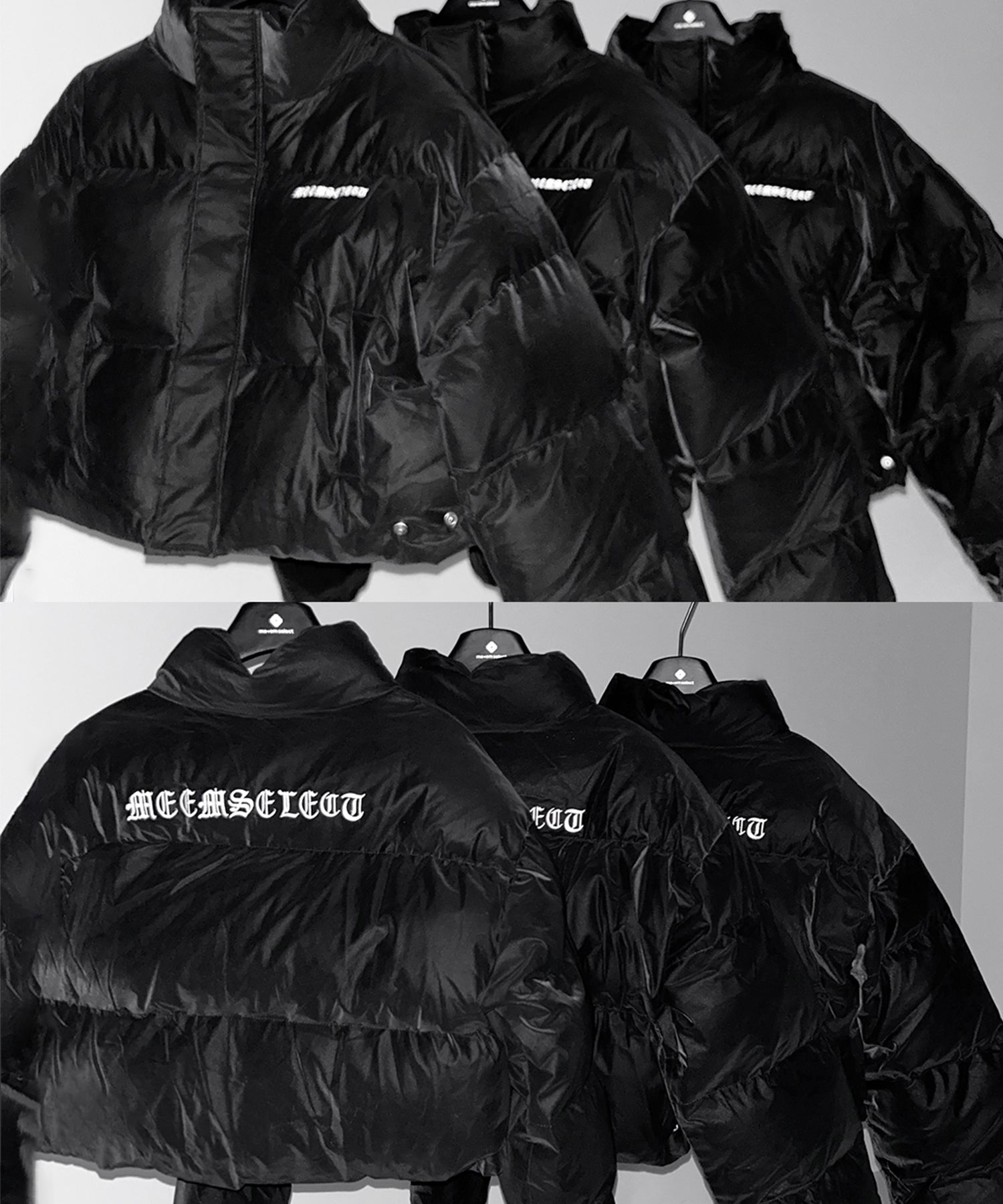 グランジロゴ刺繍ショートパフダウンジャケット ／ grunge logo embroidery short puff down jacket