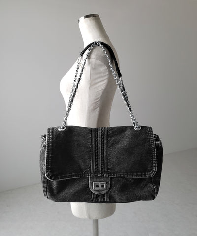 【 ２color 】センターラインウォッシュデニムショルダーバッグ ／ centerline washed denim shoulder bag