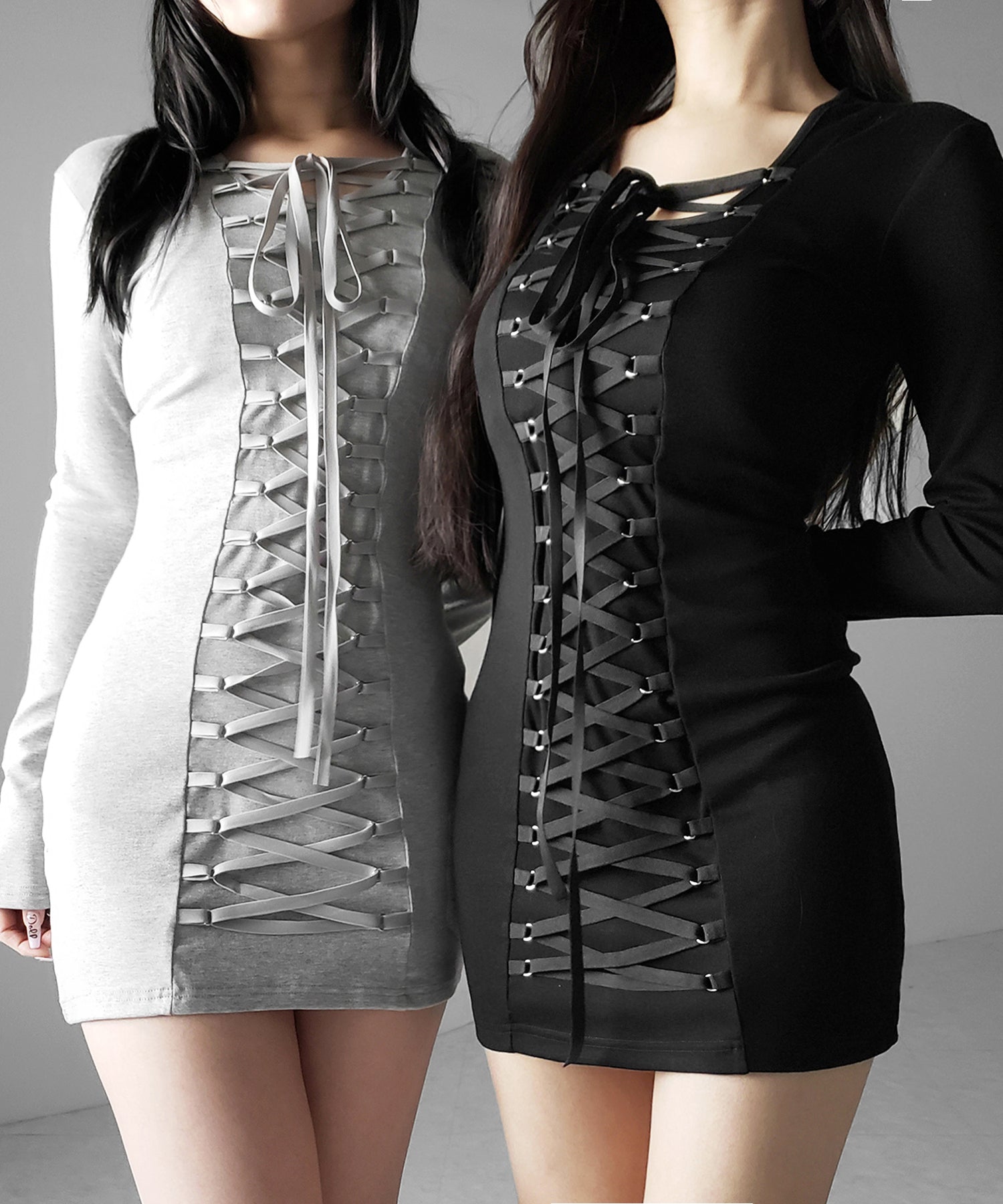 【 ２WAY 】レースアップコルセットリボンチョーカーミニワンピース ／ lace up corset ribbon choker mini onepiece