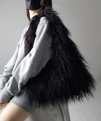 【 ５color 】シャギーファーワンハンドルショルダーバッグ ／ shaggy fur onehandle shoulder bag
