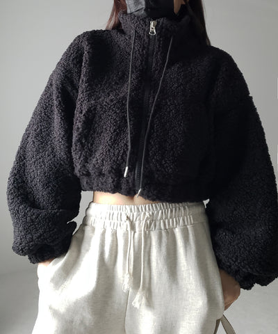 【 ２color 】ジップアップハイネックショートボアブルゾン