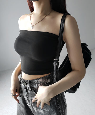 【 カップ付き 】ショートスクエアチューブトップ／ short square tube top