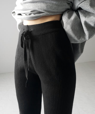 【 ２color 】フリンジリブニットフレアパンツ ／ fringe lib knit flare pants