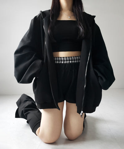【 ３点セット 】BIGシルエットパーカー ＋ ショートパンツ ＋ レッグカバー SET ／ big silhouette hoodie + short pants + leg covers