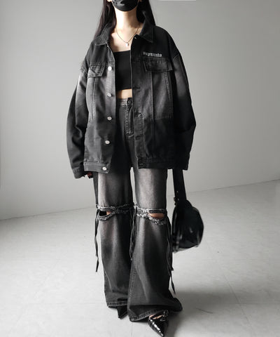【 ２color ／ ２size 】グラデーションヴィンテージウォッシュオーバーデニムジャケット ／ gradation vintage wash over denim jacket