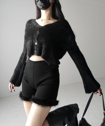 【 ３color 】ショートシャギーリブニットカーディガン ／ short shaggy lib knit cardigan