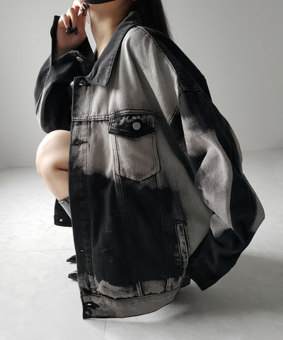 【 ３size 】タイダイブリーチヴィンテージオーバーデニムジャケット ／ tie dye bleach vintage over denim jacket