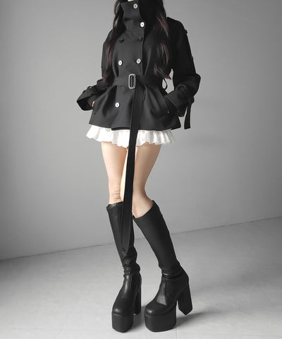 ２WAYスタンドカラーミドルトレンチコート ／ 2WAY stand collar middle trench coat