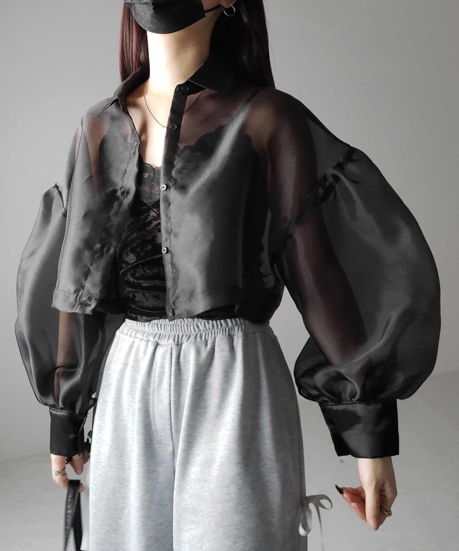 noir Kei Ninomiya オーガンジーボリュームブラウス｜トップス