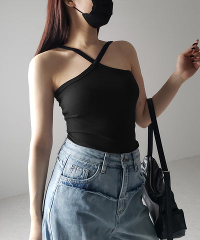 【 カップ付き 】クロスストラップミニキャミワンピース ／ cross strap mini cami onepiece