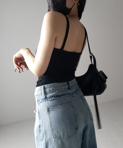 【 カップ付き 】クロスストラップミニキャミワンピース ／ cross strap mini cami onepiece