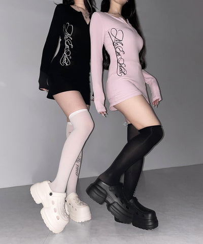 【 セットアップ 】レタリングロゴヘンリーネックトップス＆ショートパンツ SETUP ／ lettering logo henlyneck tops ＆ short pants