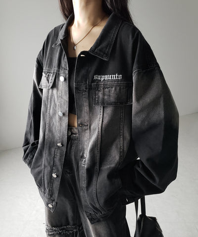 【 ２color ／ ２size 】グラデーションヴィンテージウォッシュオーバーデニムジャケット ／ gradation vintage wash over denim jacket