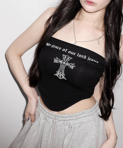 クロスグランジロゴベアトップス ／ cross grunge logo bare tops