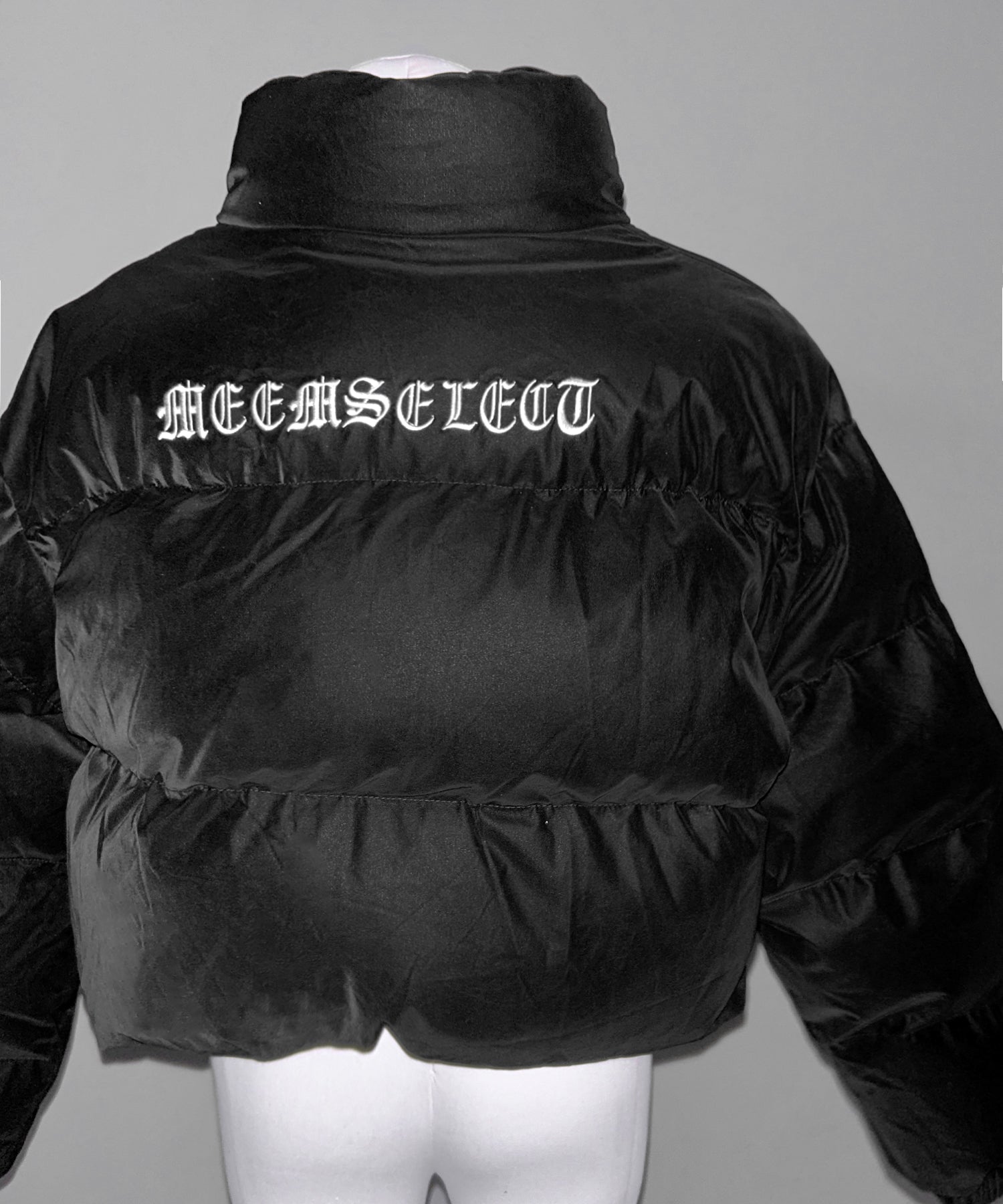 【 大好評につきロゴ無しバージョン追加！ 】グランジロゴ刺繍ショートパフダウンジャケット ／ grunge logo embroidery short puff down jacket