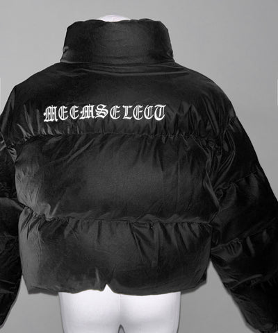 【 大好評につきロゴ無しバージョン追加！ 】グランジロゴ刺繍ショートパフダウンジャケット ／ grunge logo embroidery short puff down jacket