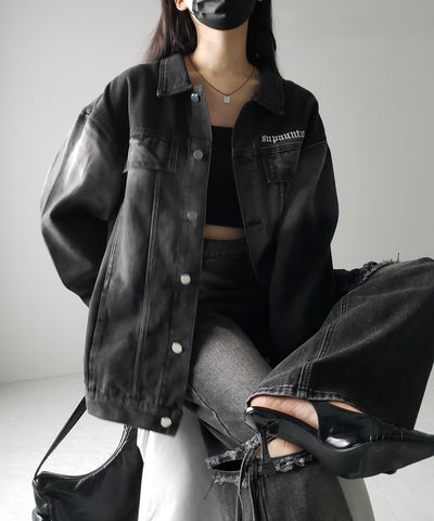 【 ２color ／ ２size 】グラデーションヴィンテージウォッシュオーバーデニムジャケット ／ gradation vintage wash over denim jacket