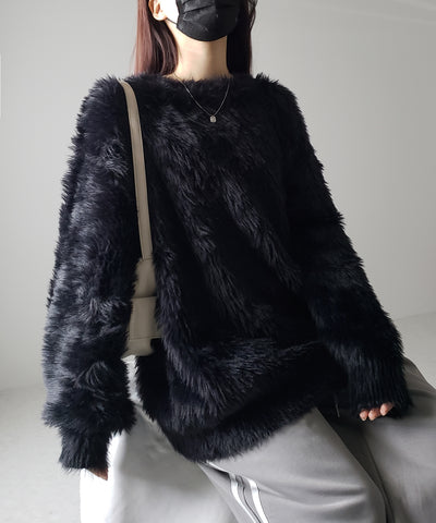 【 ４color 】ビッグシルエットロングシャギールーズニット ／ big silhouette long shaggy loose knit