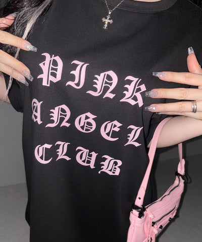 【 PINK ANGEL CLUB 】グランジロゴビッグＴシャツ ／ PINK ANGEL CLUB grunge logo big T-shirts
