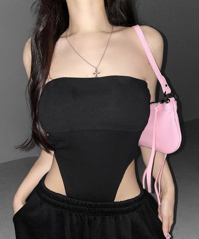 ボディスーツカットアウトベアトップ ／bodysuits cutout bare tops