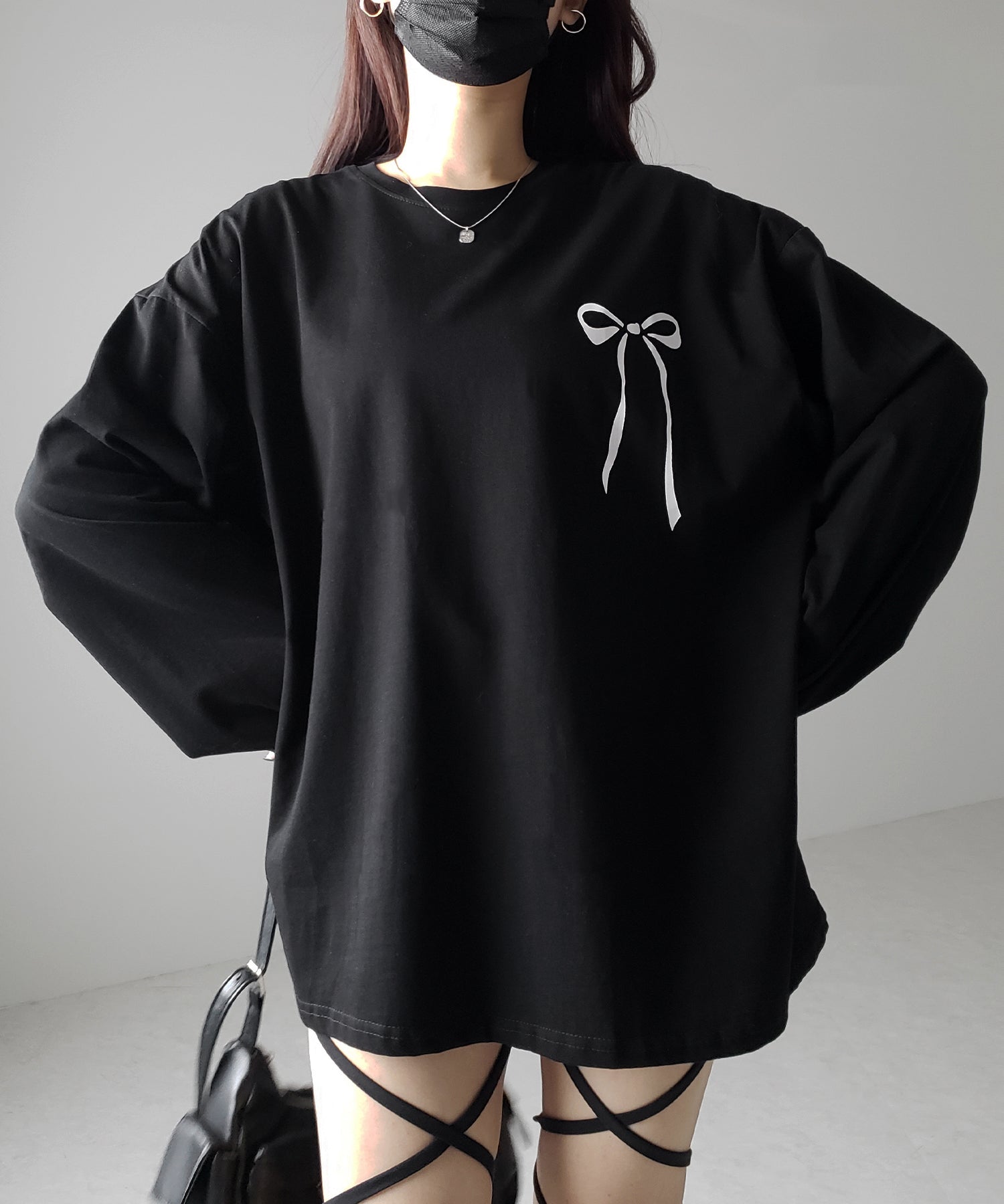 【 ３color 】リボンプリントバレエコアビッグＴシャツ ／ ribbon print ballet core big Tee