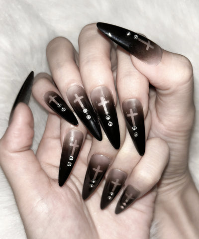 【 限定先行販売 】gradation sheer cross point long nail tips