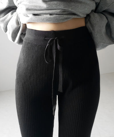 【 ２color 】フリンジリブニットフレアパンツ ／ fringe lib knit flare pants