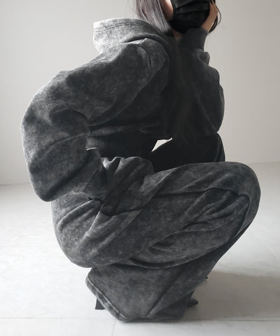 【 セットアップ 】ピグメントヴィンテージショートパーカー ＋ ワイドパンツ SET ／ pigment vintage short hoodie + wide pants SET