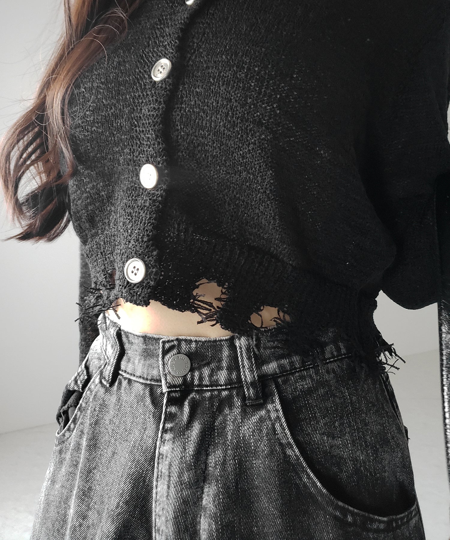 【 ３color 】ダメージシアーニットショートカーディガン ／ damage sheer knit short cardigan