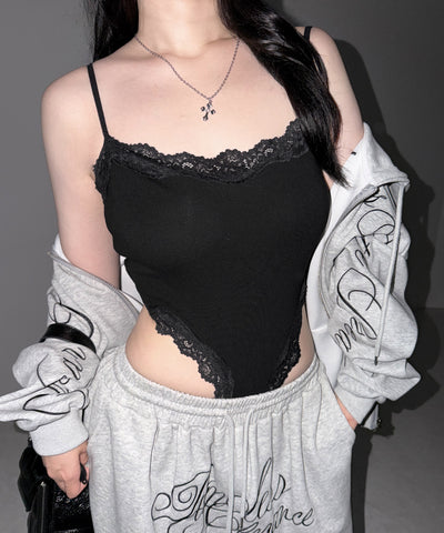 カットアウトレースポイントボディスーツキャミソール ／cutout lace point bodysuit camisole