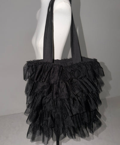 【 3color ／ A4収納可 】チュールフリルスクエアトートバッグ ／ tulle frill square tote bag