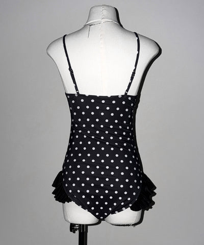 【 レディース水着 】ドットリボンフリルワンピース水着 ／ Dot ribbon frill onepiece swimwear