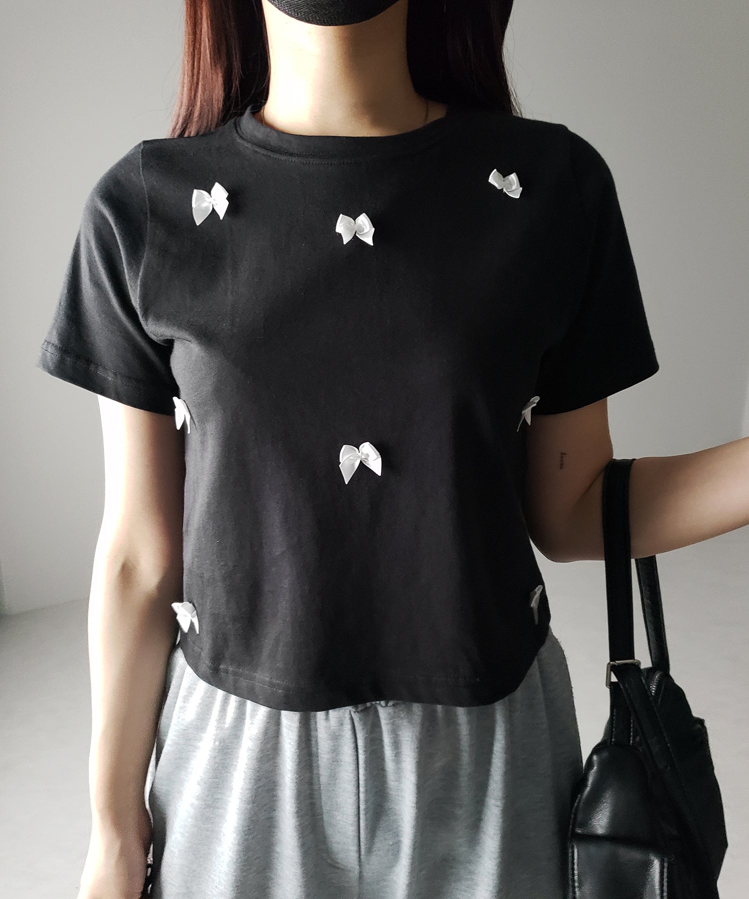 【 ４color 】ミニリボンバレエコアクロップドＴ ／ mini ribbon ballet core cropped Tee