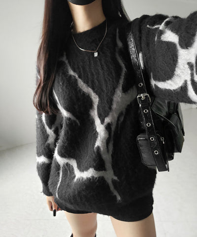 【 ３color 】CRACK モヘアライクオーバーニット ／ CRACK mohair-like over knit