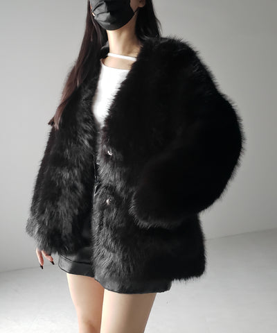 【 ４color 】ミンクライクフェイクファーボリュームコート ／ ｍink-like fake fur volume coat