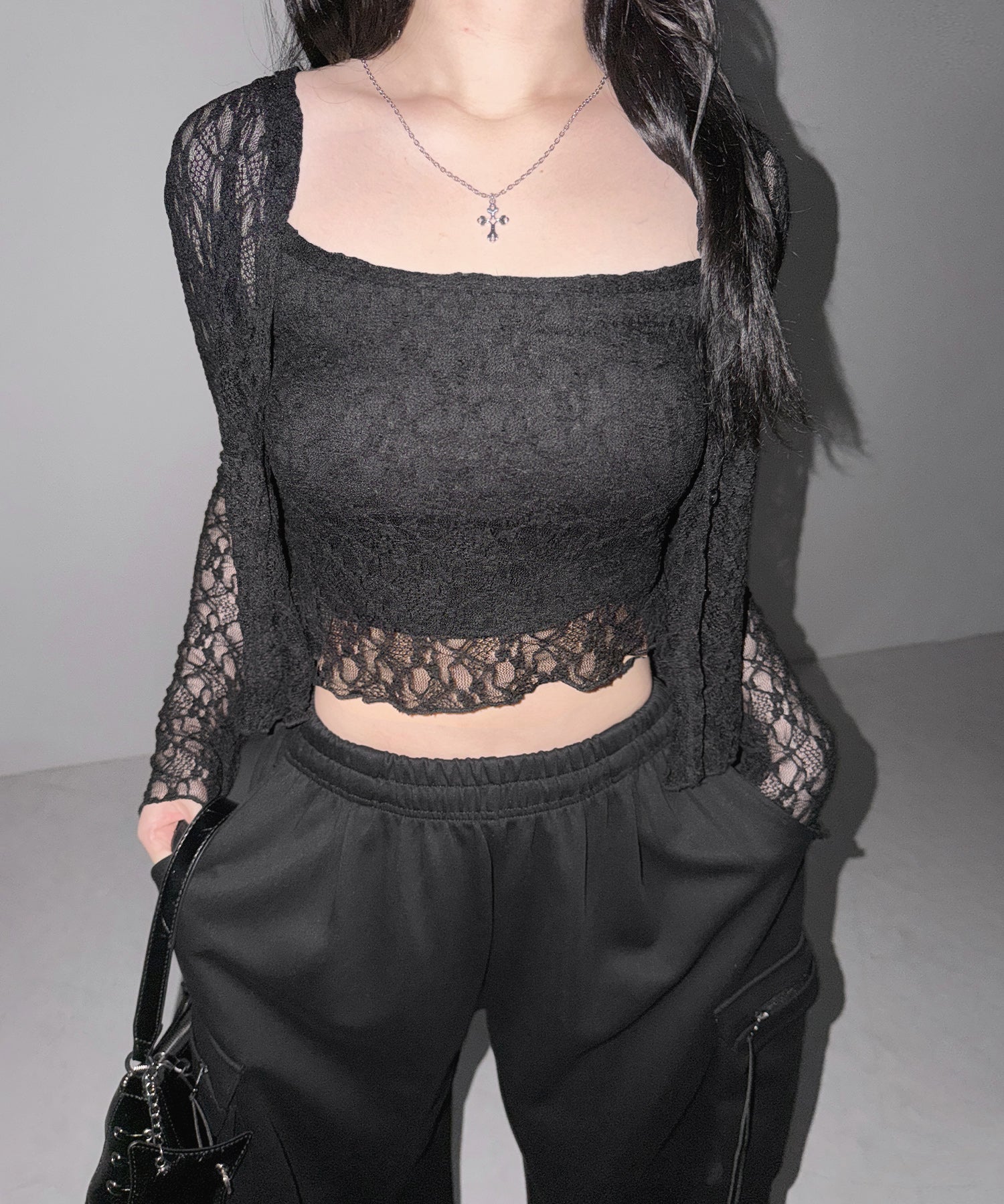 ストレッチレースメローキャミソール ＋ カーディガンセット ／stretch lace mellow camisole + cardigan set