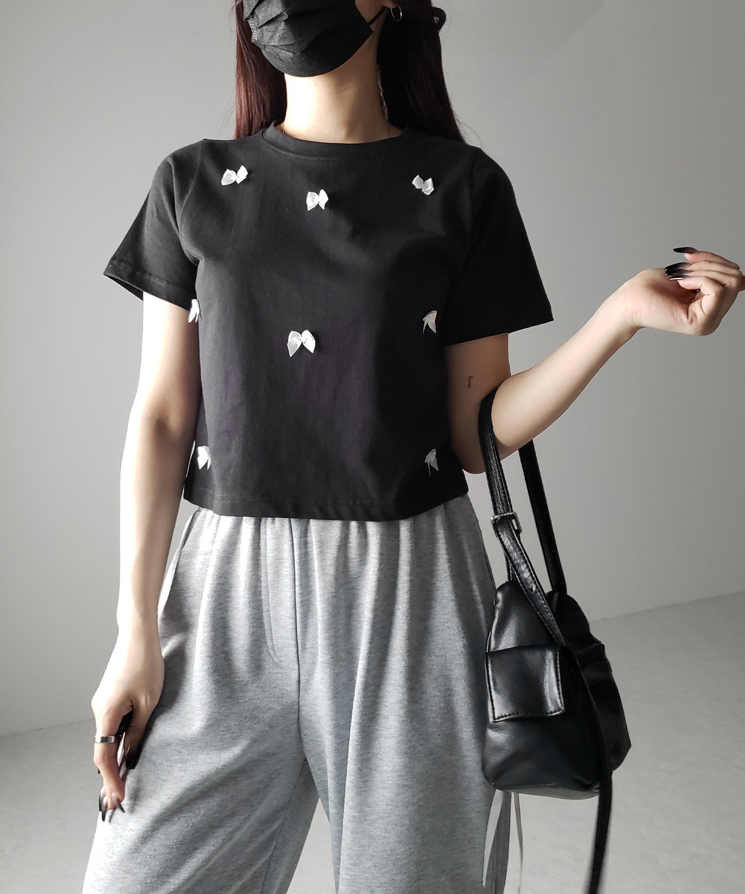 【 ４color 】ミニリボンバレエコアクロップドＴ ／ mini ribbon ballet core cropped Tee