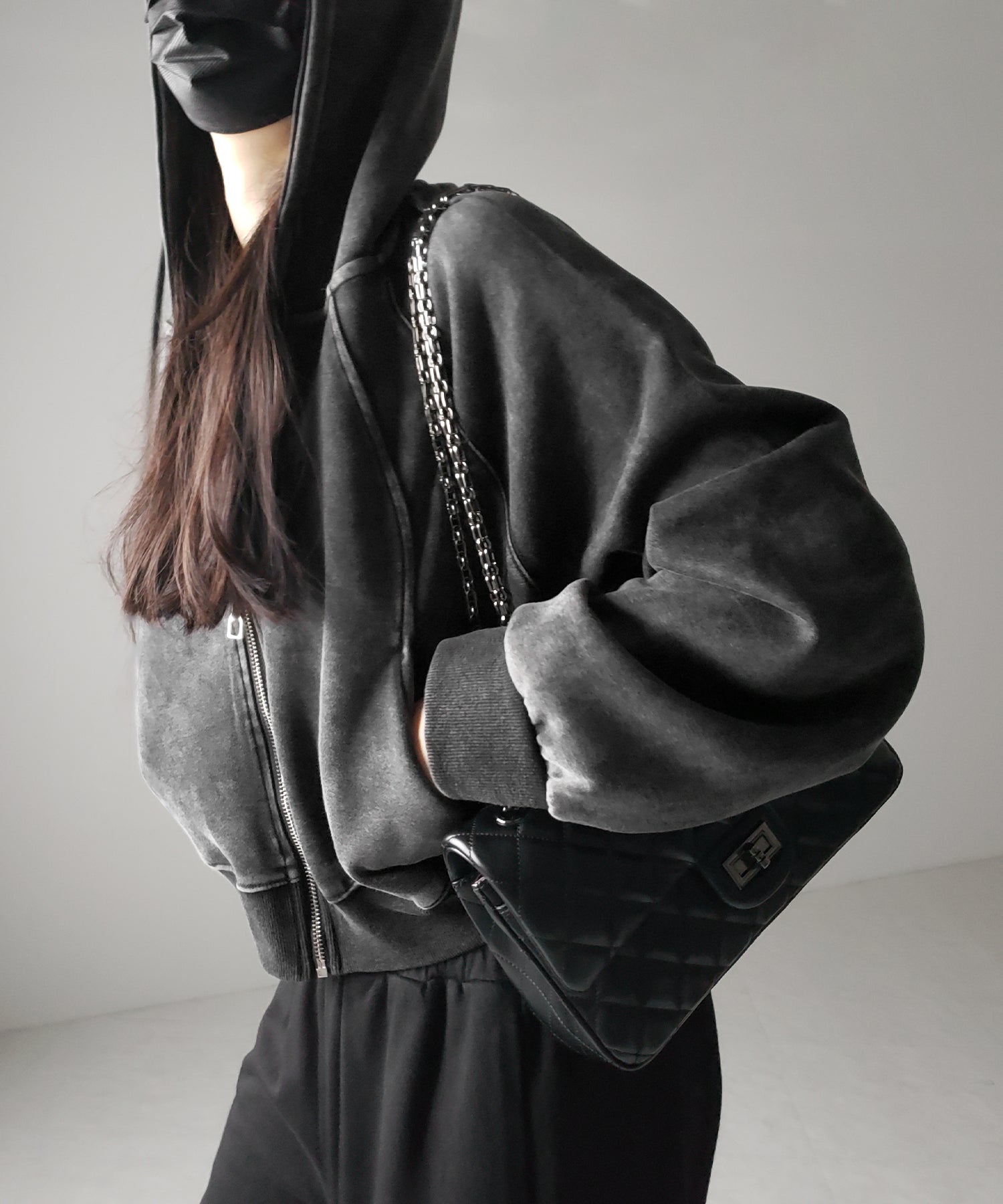 【 ２color 】ピグメントヴィンテージショートジップパーカー ／ pigment vintage short zip hoodie