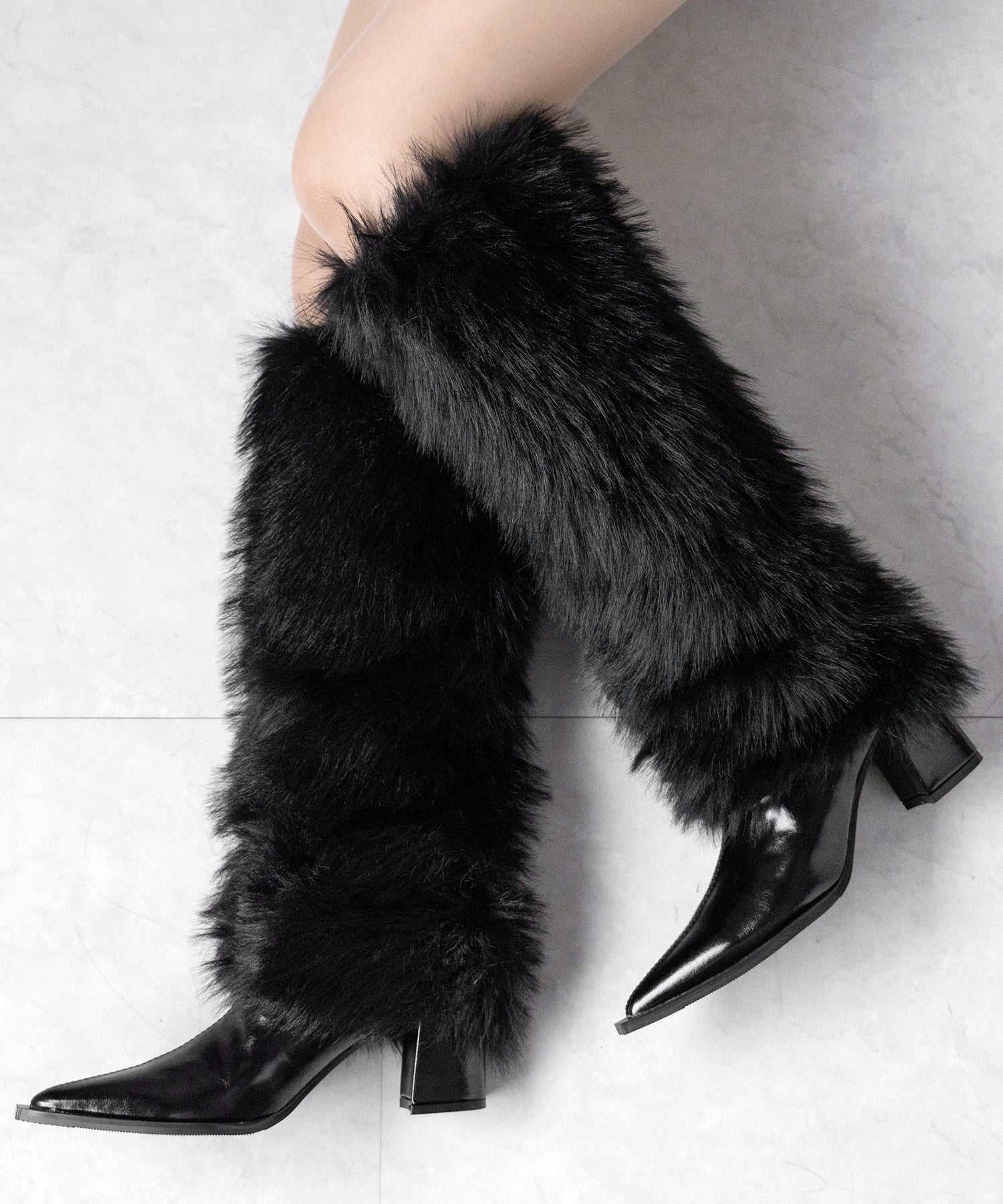 ミックスフェイクファーロングカバーブーツ ／ mix fake fur long cover boots
