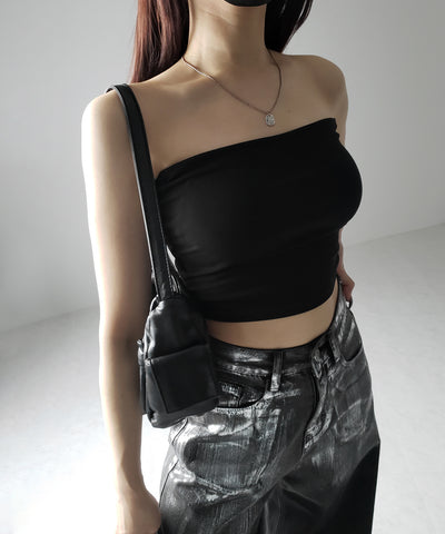 【 カップ付き 】ショートスクエアチューブトップ／ short square tube top