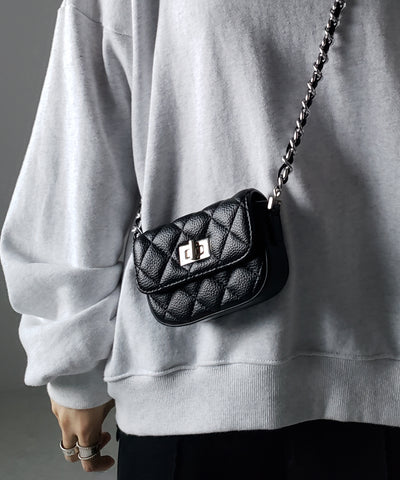 【 ４color 】ミニショルダーキルティングチェーンバッグ