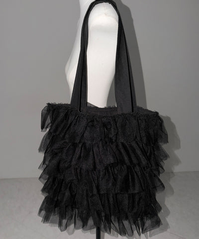 【 3color ／ A4収納可 】チュールフリルスクエアトートバッグ ／ tulle frill square tote bag