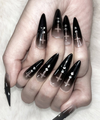【 限定先行販売 】gradation sheer cross point long nail tips