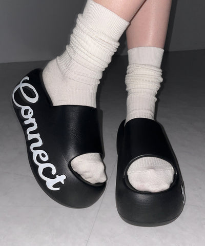 レタリングロゴ厚底スライドサンダル ／ lettering logo platform slide sandals