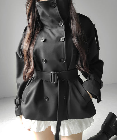 ２WAYスタンドカラーミドルトレンチコート ／ 2WAY stand collar middle trench coat