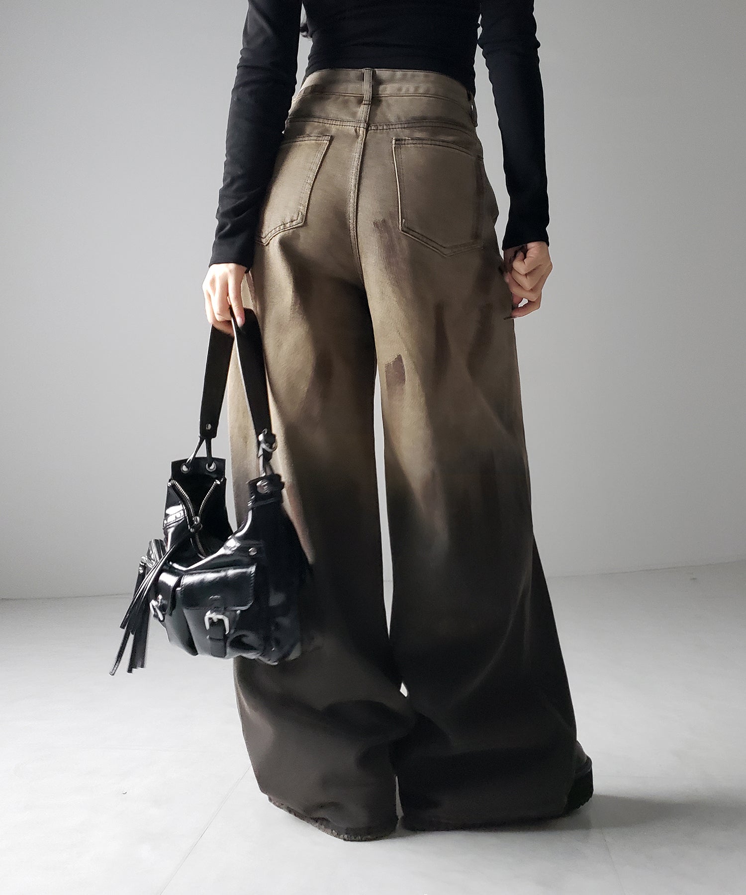 【 ２color ／ ４size 】ヴィンテージペイントグラデーションワイドデニムパンツ ／ vintage paint gradation wide denim pants