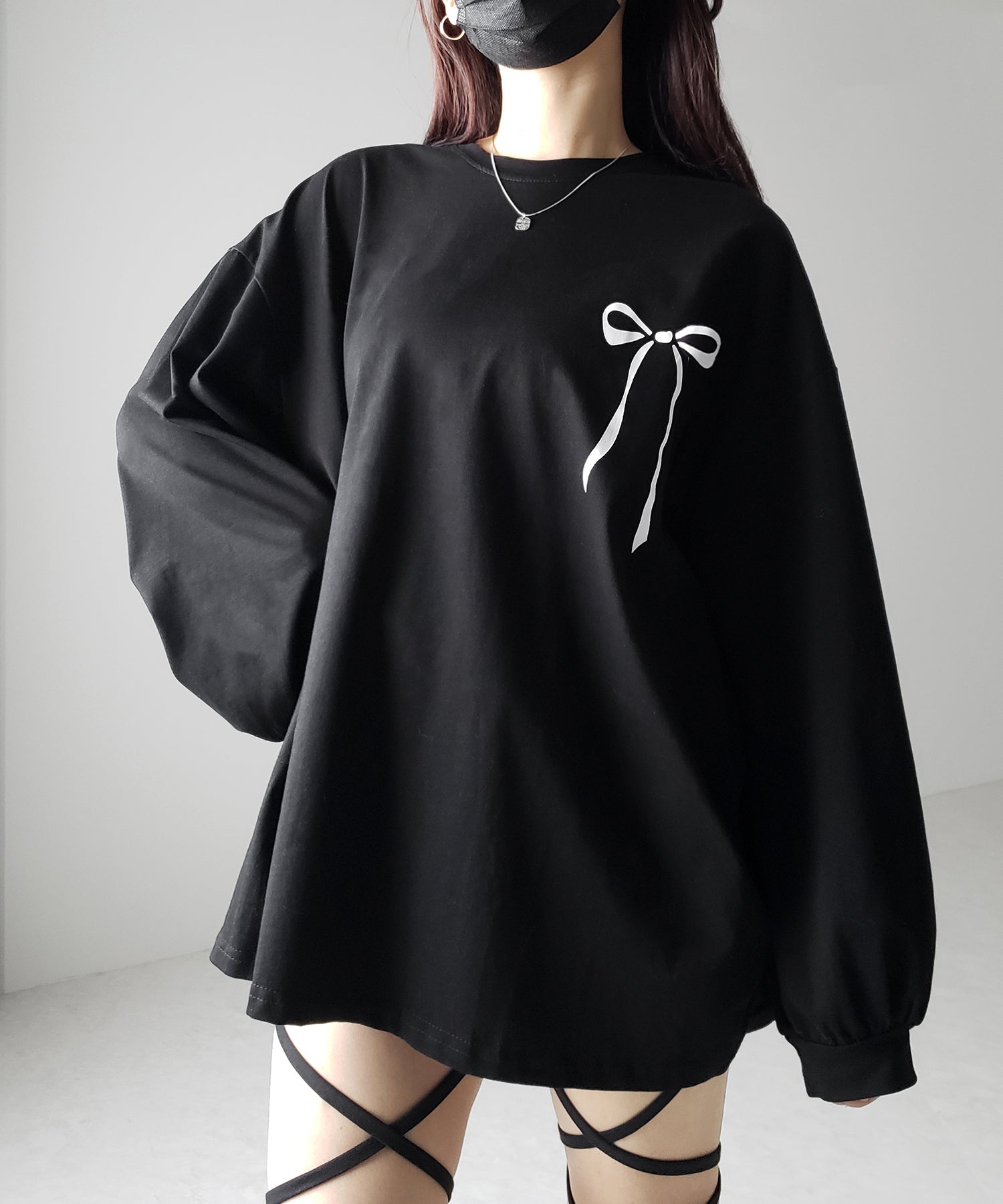 【 ３color 】リボンプリントバレエコアビッグＴシャツ ／ ribbon print ballet core big Tee