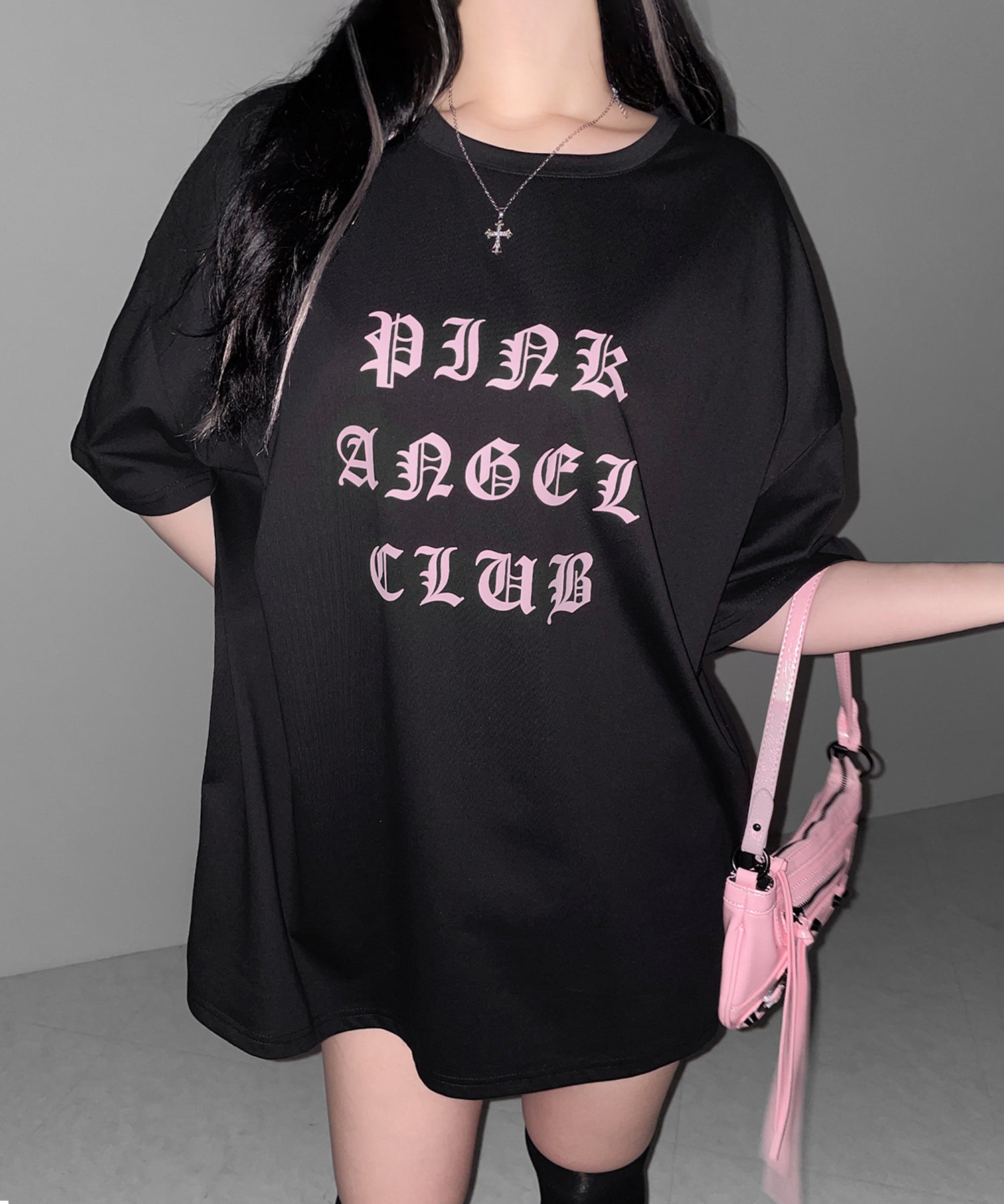 【 PINK ANGEL CLUB 】グランジロゴビッグＴシャツ ／ PINK ANGEL CLUB grunge logo big T-shirts