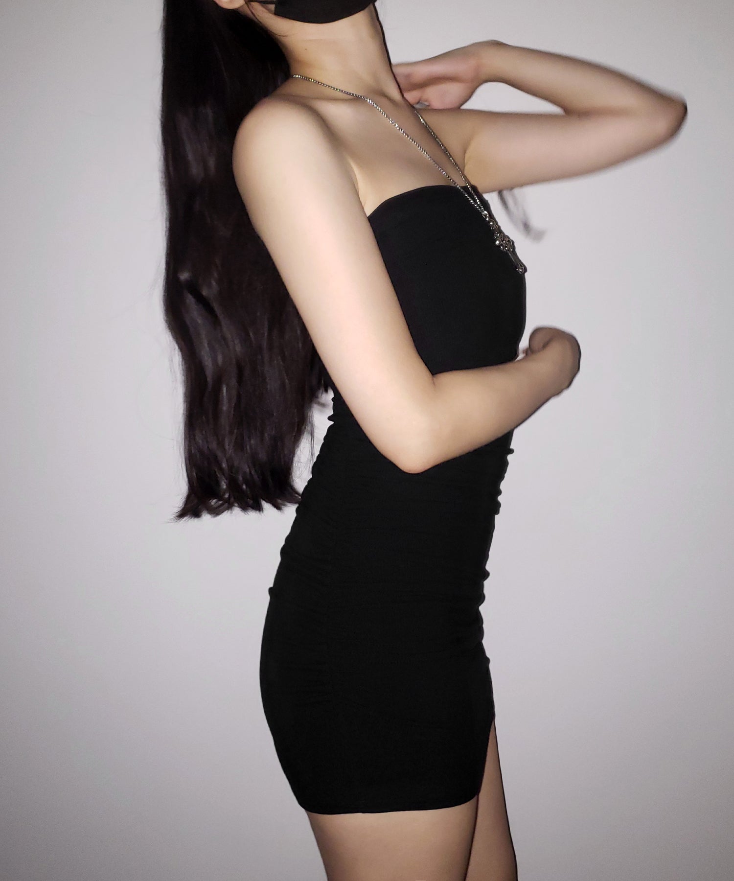【 ２color 】サイドシャーリングタイトリブミニワンピース ／ side shirring tight rib mini onepiece